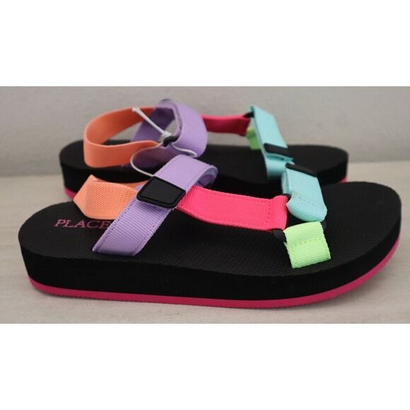 The Children's Place Youth Girls Sz 4 Multicolor Colorblock Webbed Sandals - Picture 4 of 6